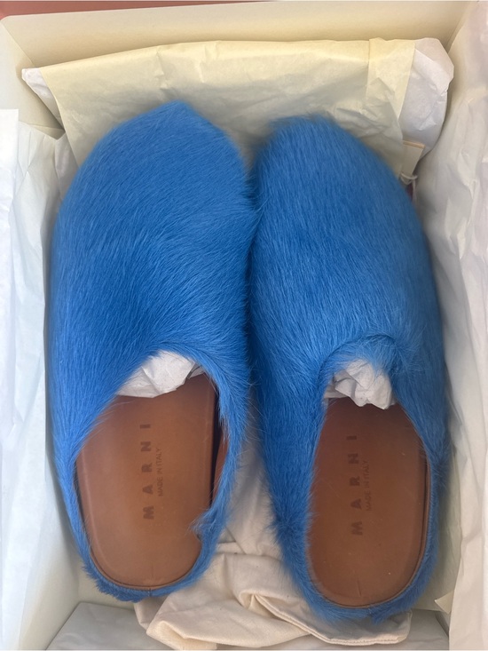 Marni Other - Marni Electric Blue Furry Slip-On Mules